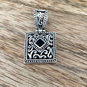 Onyx & Silver pendant with bonus earrings